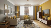 Living Room Design Yellow and Grey