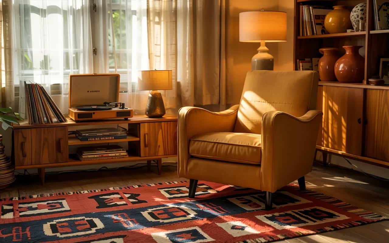 Retro vintage living room decor