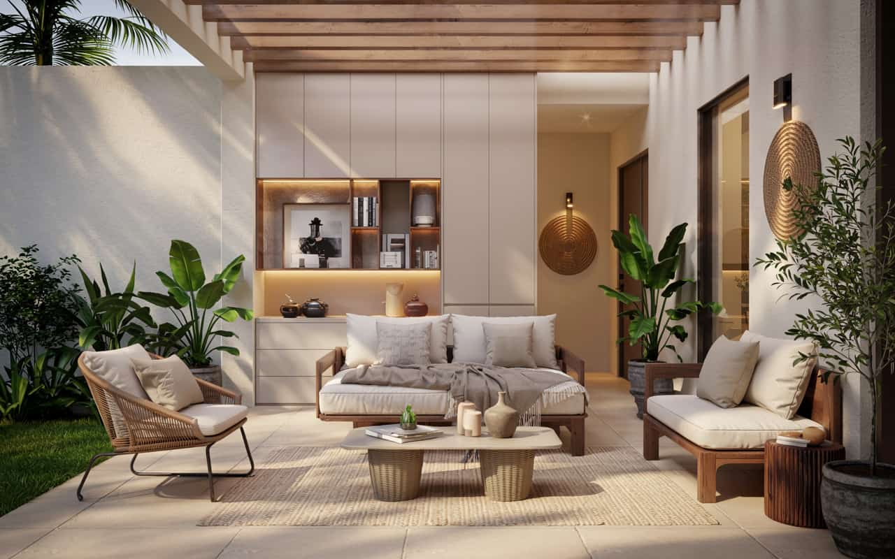 Minimalist living room with sleek storage cabinets, neutral color palette, wooden accents, uncluttered modern interior, cozy elegant home, Pinterest-style photo.”