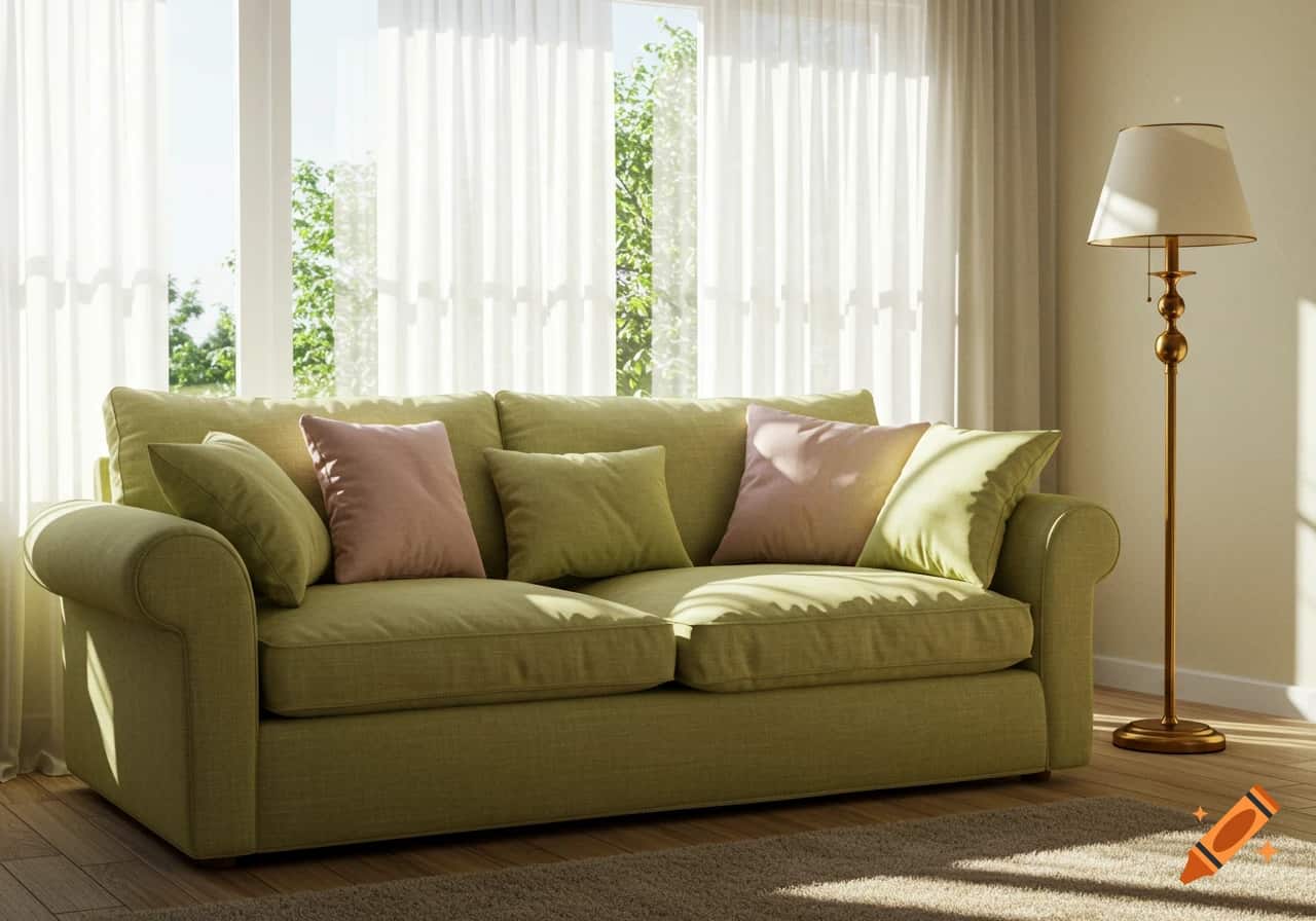 Beige Sofa Living Room Ideas with Green