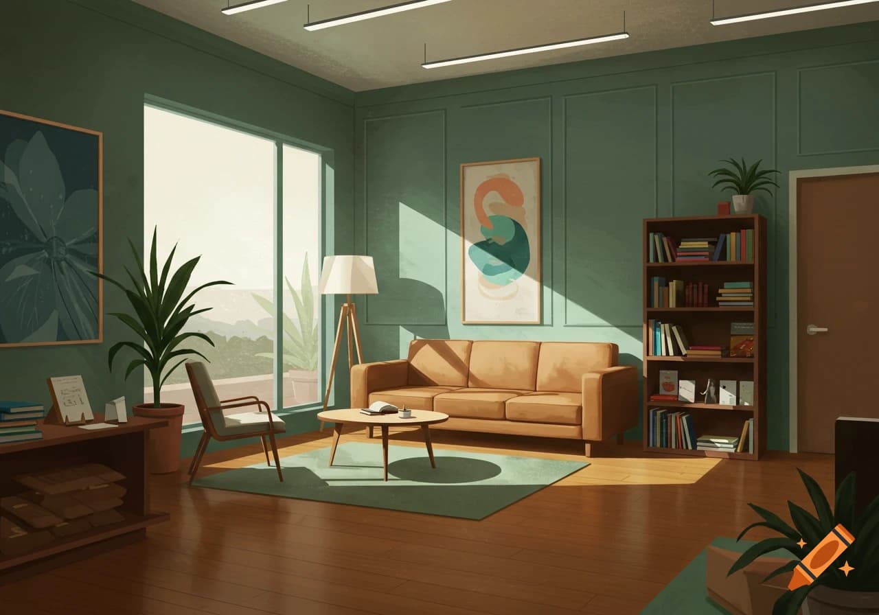 Beige sofa living room featuring multiple shades of green in decor, layered and stylish design.