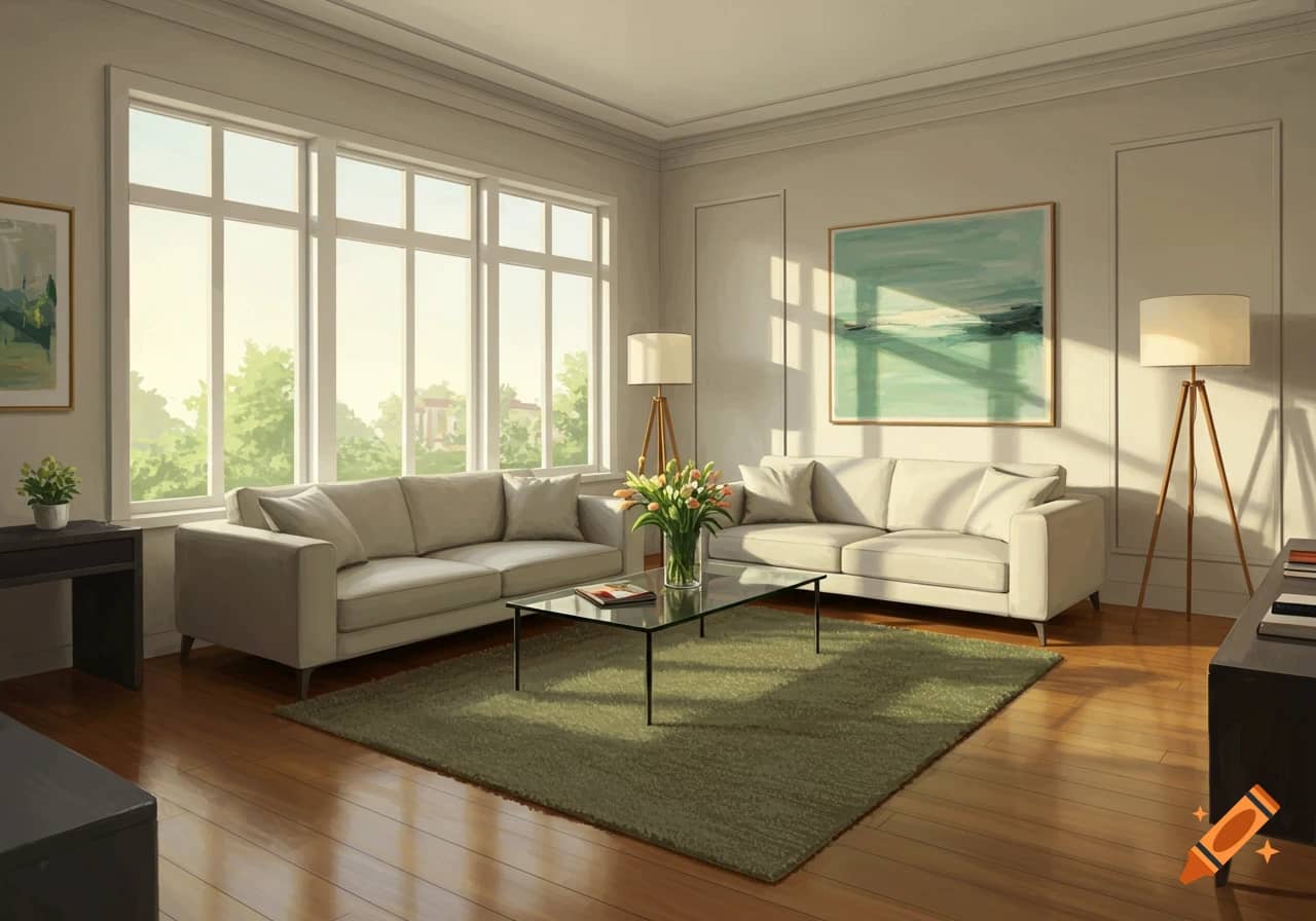 Small living room with furniture on legs and visible flooring.