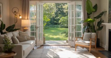 Living Room Double Doors to Garden