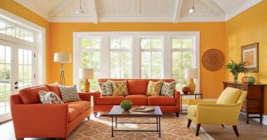 Orange and Yellow Living Room Design Ideas