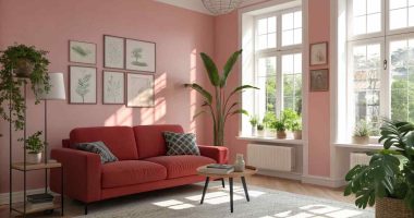 Pink Red and Green Living Room Designs