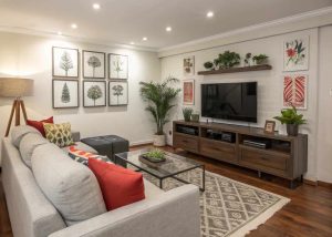 TV in Corner of Living Room Layout Decorating Ideas
