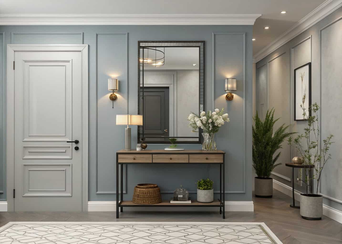 Stylish Small Home Entrance Decor with Mirror