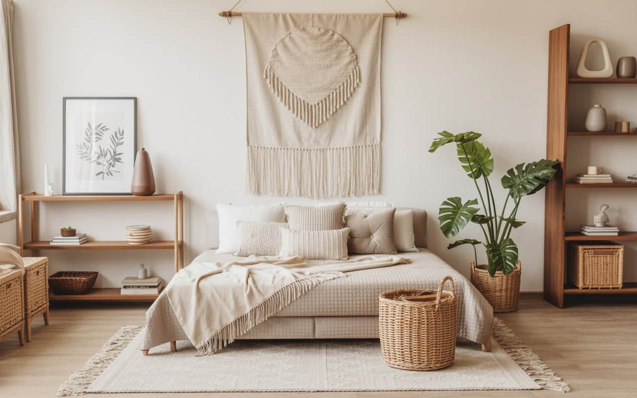 Living room with cozy seating, functional layout, modern decor