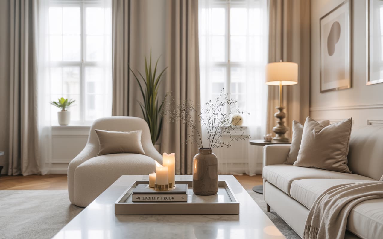 Minimal abstract wall art, neutral colors, modern luxury interior