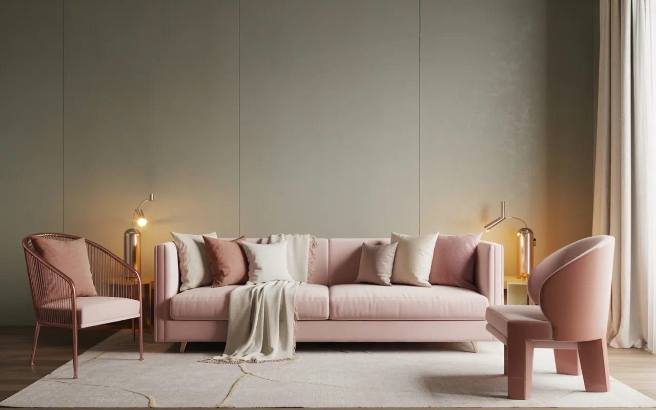 Grey and Pink Living Room Decor