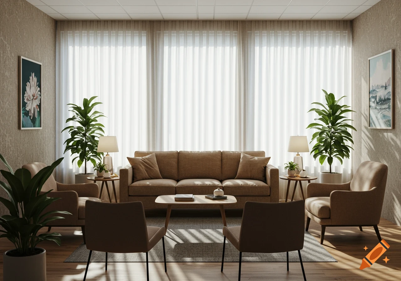 Small living room with a cohesive neutral color palette.