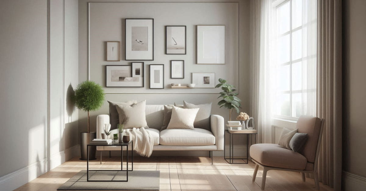 Small combo living room with minimal personal decor accents