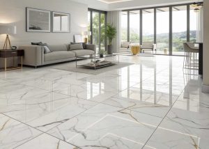 Chic White Marble Tiles for Living Room