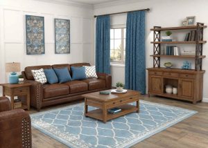 Blue and Brown Living Room