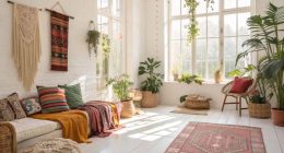 Living Room with White Tiles