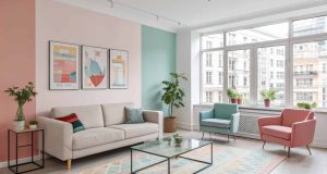 Colorful Minimalist Living Room Apartment