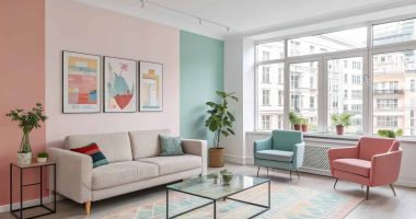 Colorful Minimalist Living Room Apartment