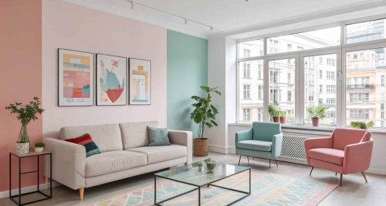 Colorful Minimalist Living Room Apartment