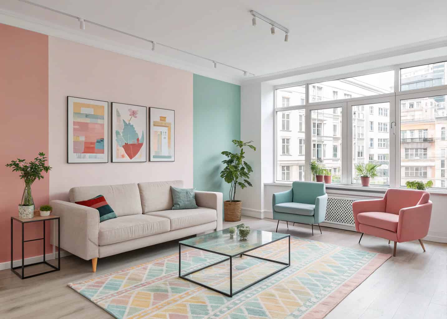 Colorful Minimalist Living Room Apartment