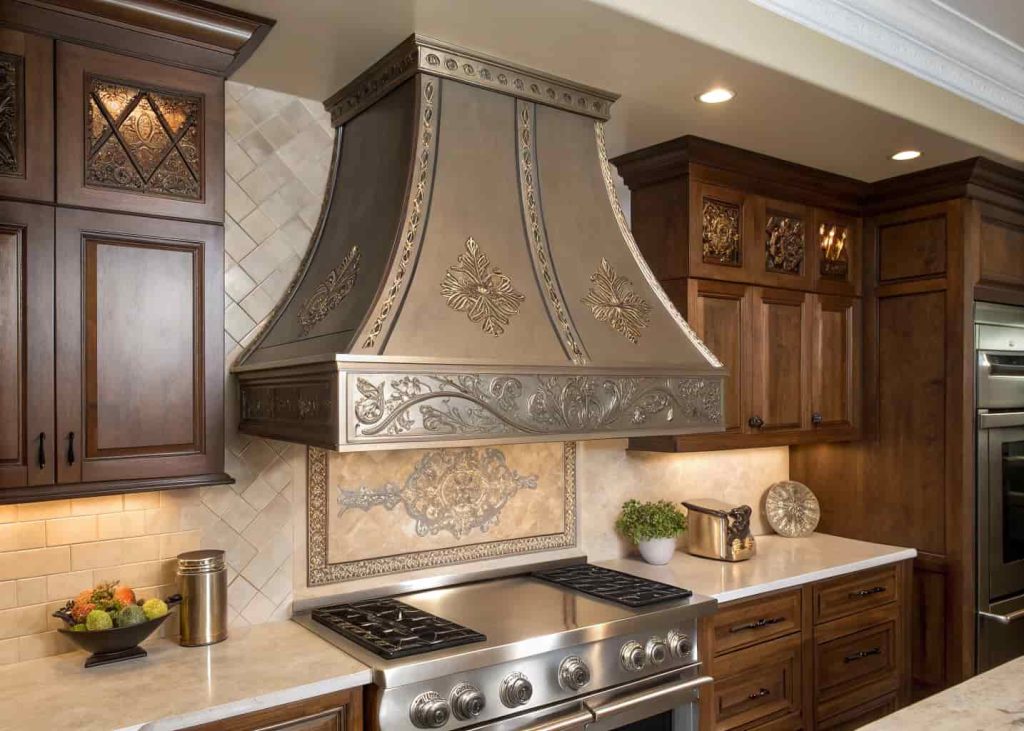 With a few decorative touches, your range hood cover can look like a custom piece.