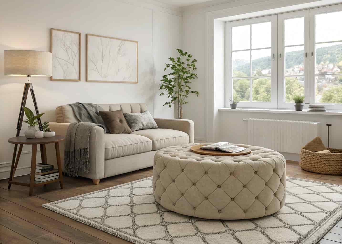 Living Room Decor With Ottoman