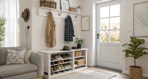 Shoe Rack in Living Room Entryway