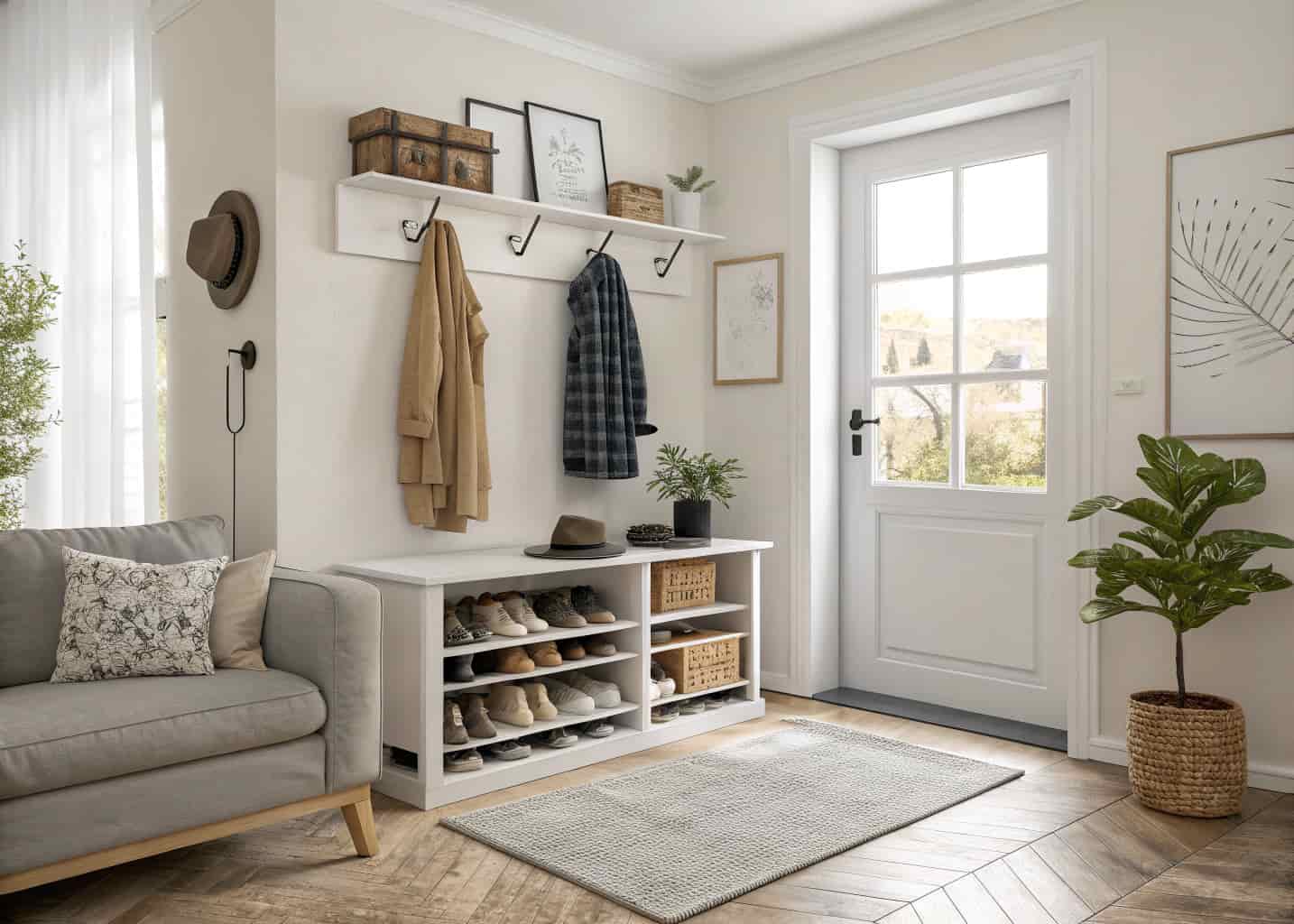 Shoe Rack in Living Room Entryway