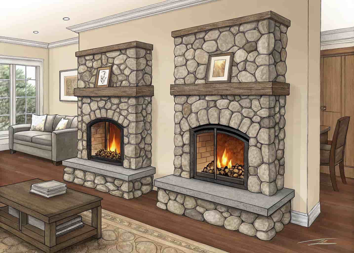 River Rock Fireplace