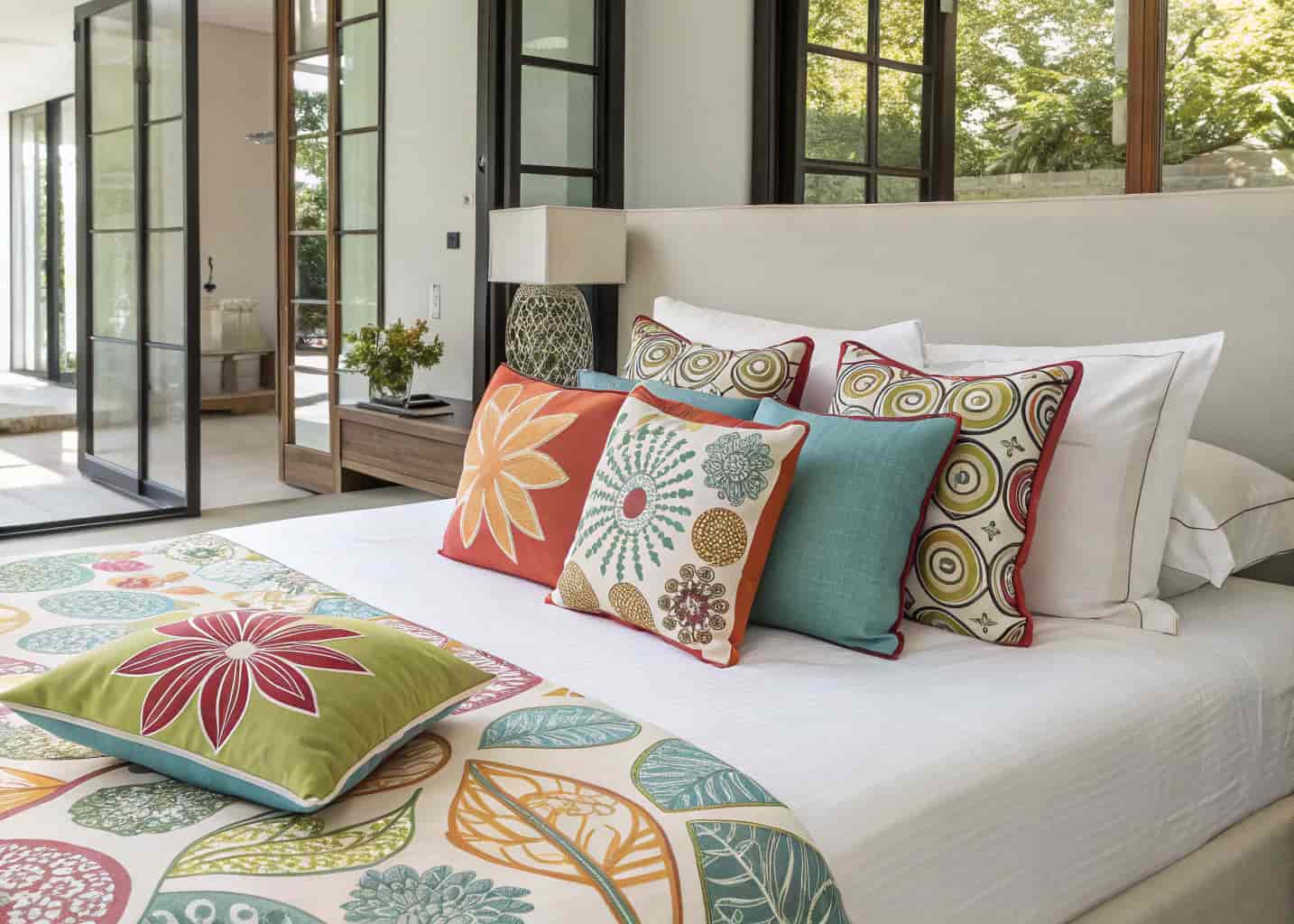 Decorative Pillows on Bed