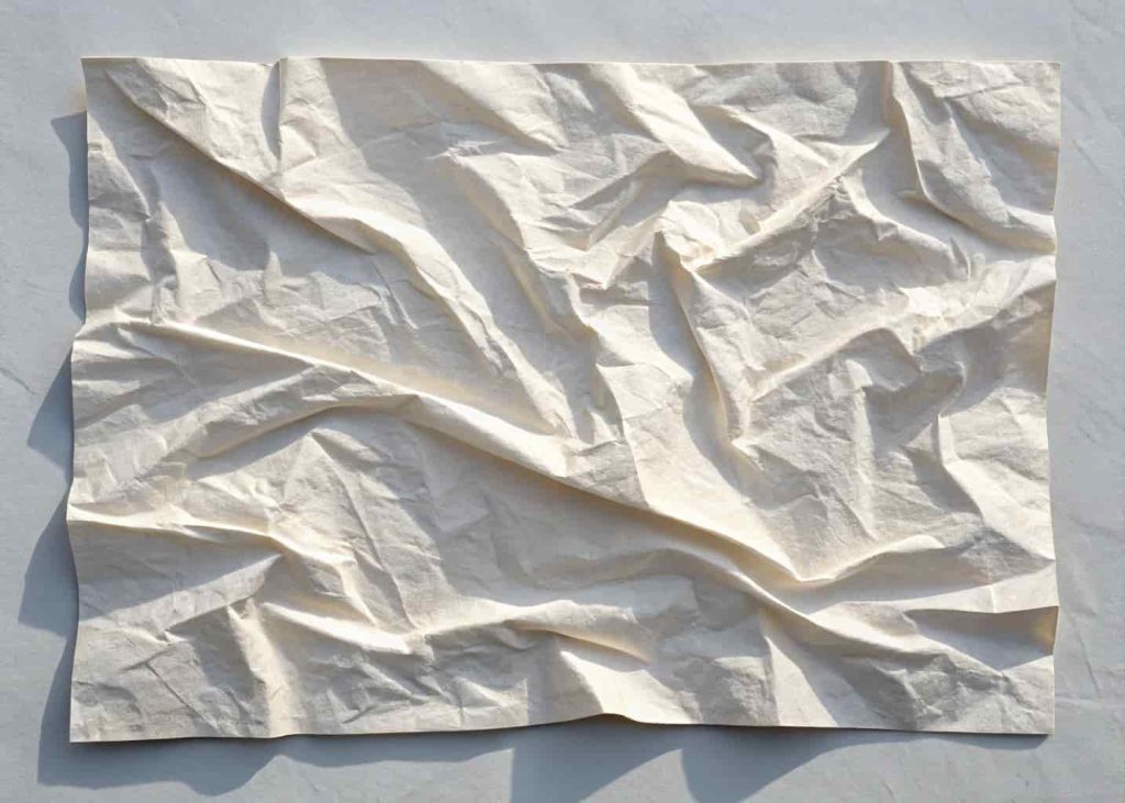 Wrinkled crumpled white paper texture with natural creases and folds for scrapbook and journal-style designs