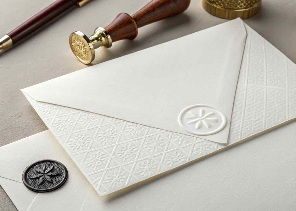 Elegant white watermarked paper texture with subtle embedded pattern for formal and premium design backgrounds