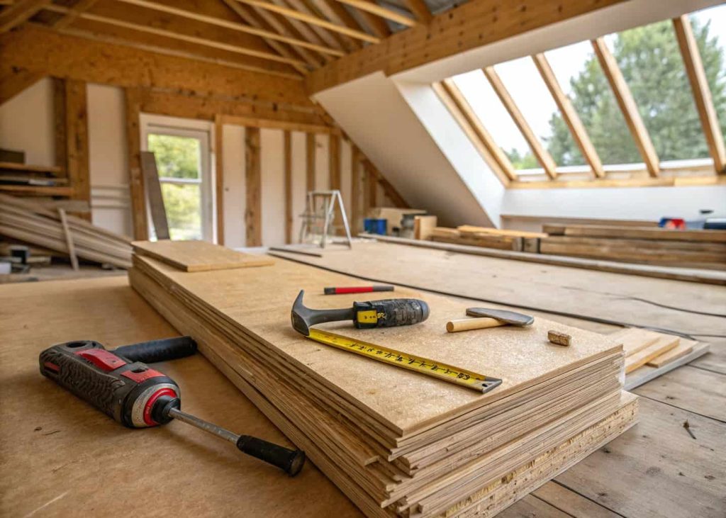 DIY plywood ceiling installation, tools and panels, home project