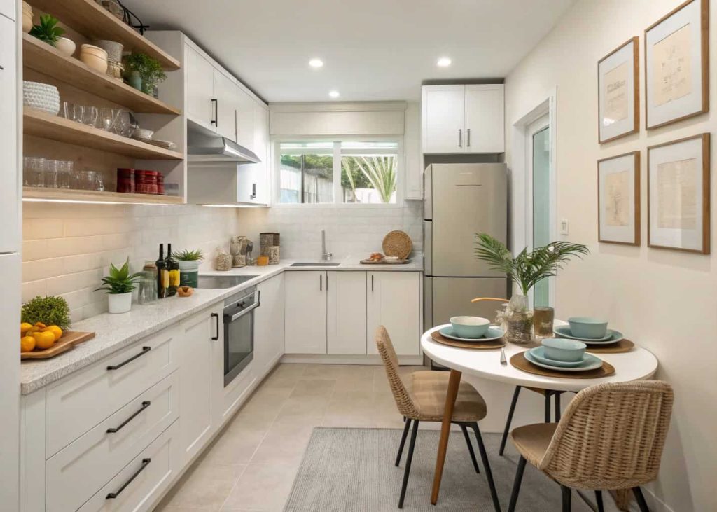 Clean and clutter-free small kitchen with minimal items and neat layout