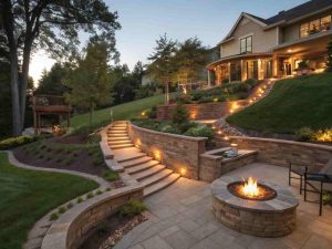 Sloped Backyard Fire Pit