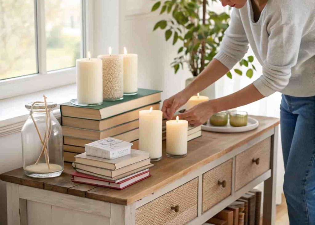 Year-round console table styling tips and arrangement