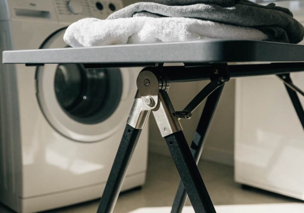 Close-up of folding table material and weight capacity details