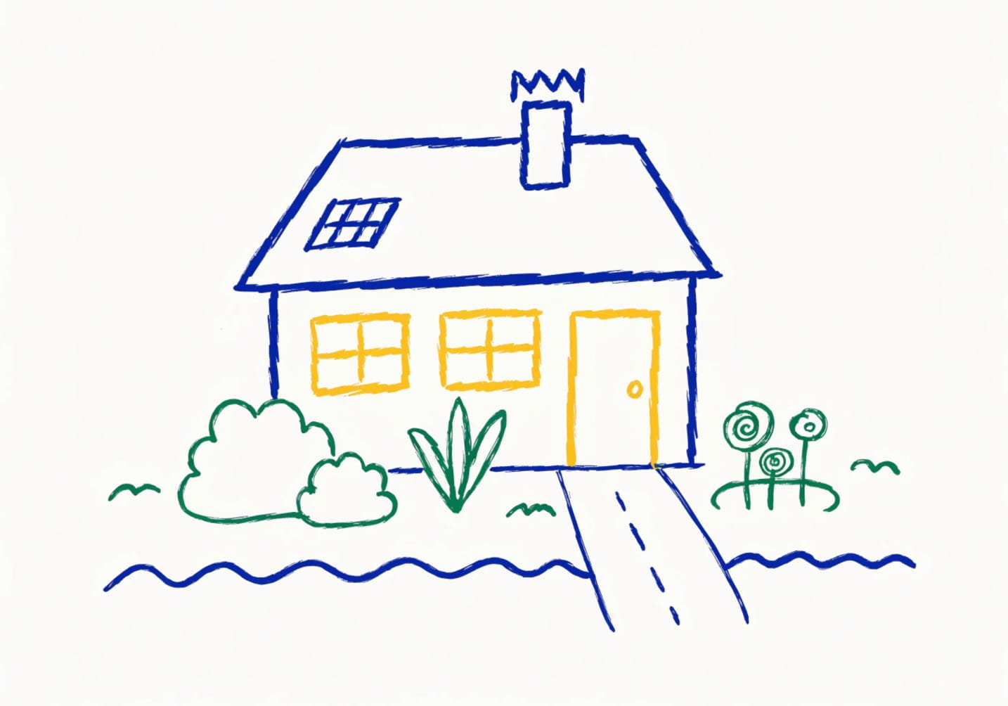 House with Garden Drawing