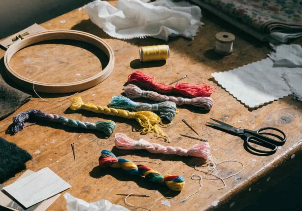 Simple and affordable embroidery supplies used for budget friendly small gift ideas