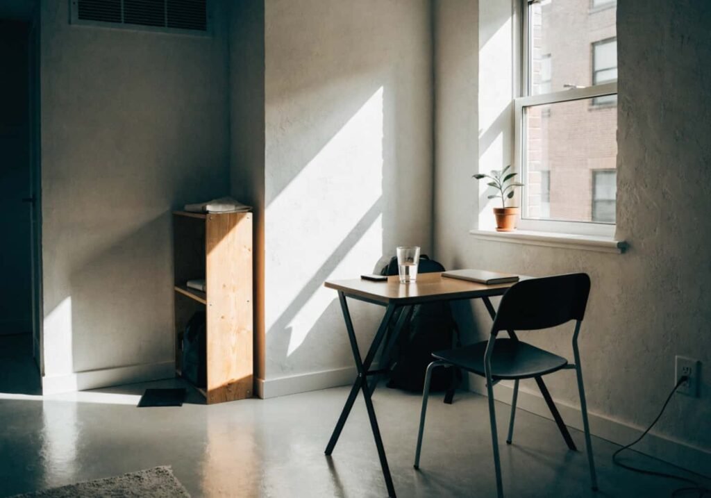 Compact folding table designed for studio apartment living