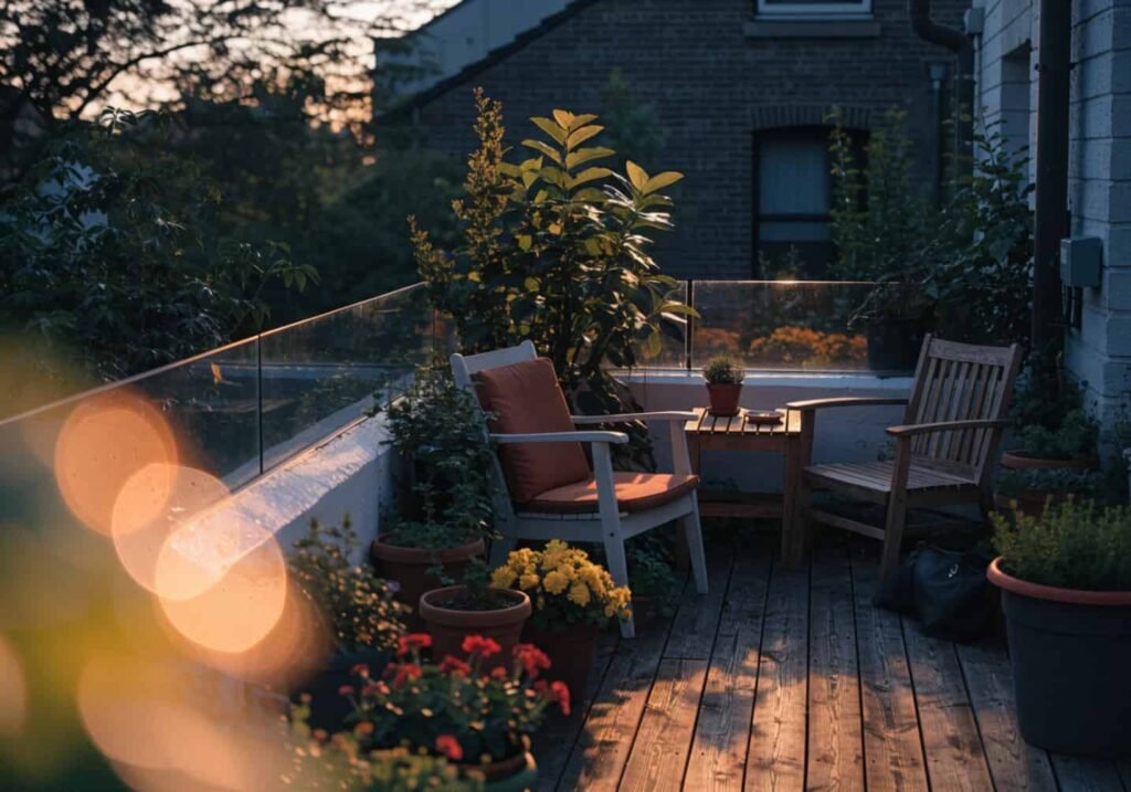 Multi-purpose planter used as space saving furniture in small garden