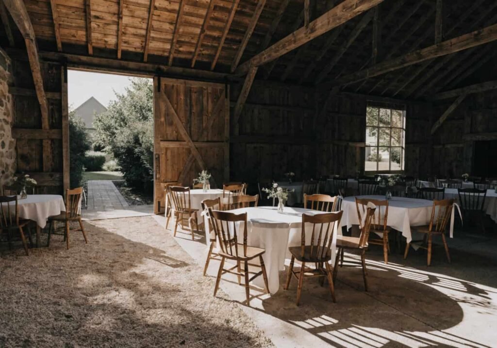 Wedding reception venue showing its natural style and character