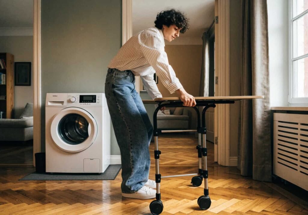 Portable rolling folding table for apartment renters
