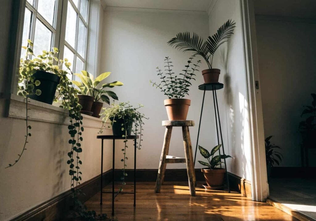 Corner garden setup utilizing unused home space