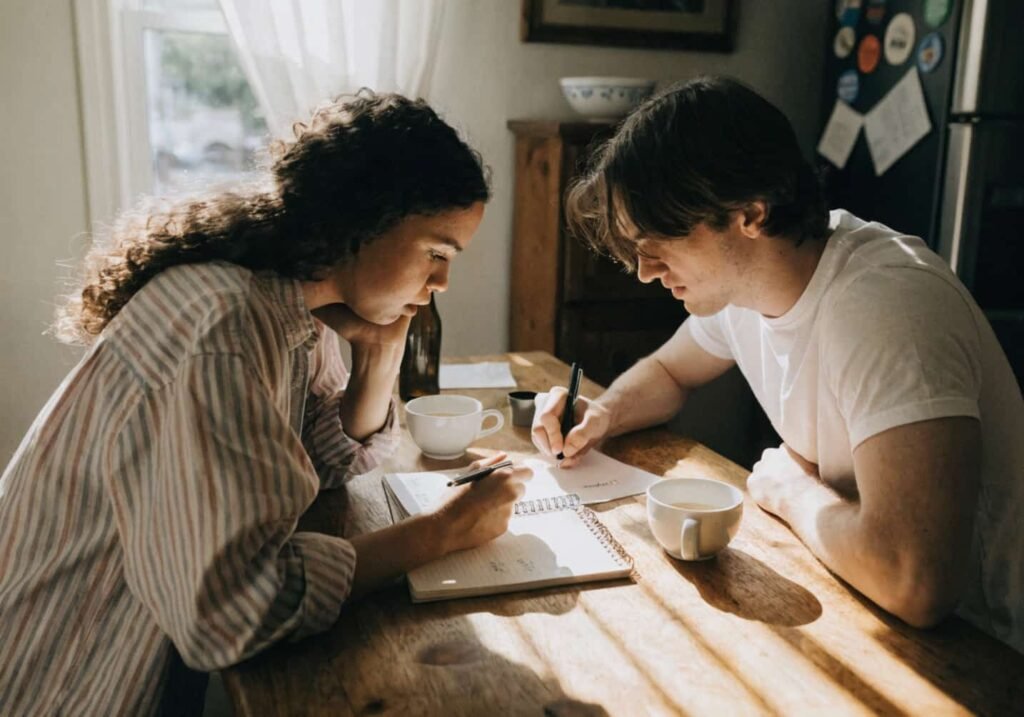 Couple using a simple framework to decide their wedding reception theme