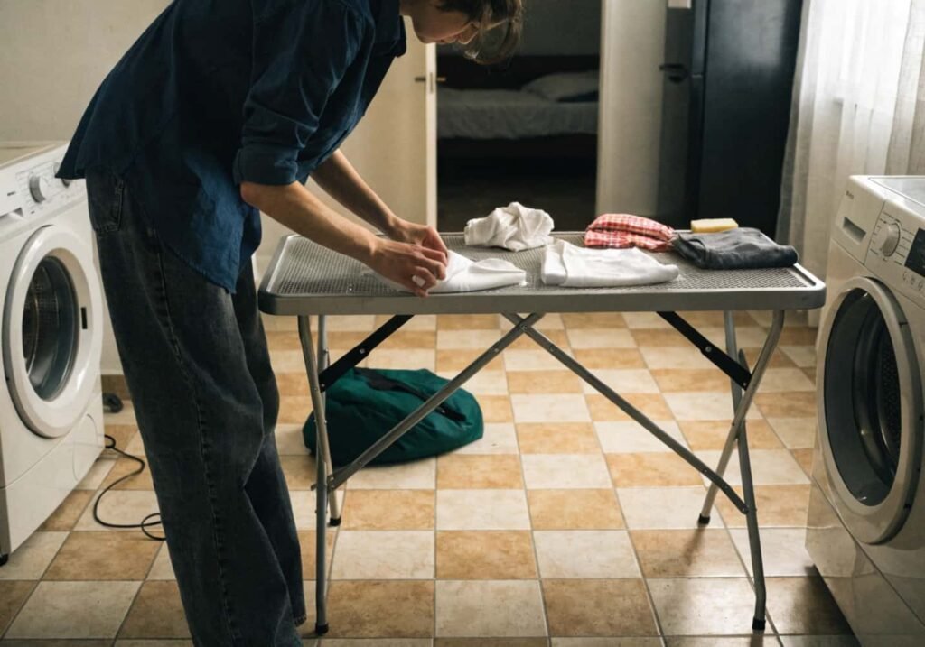 Collapsible folding table with no installation for apartments