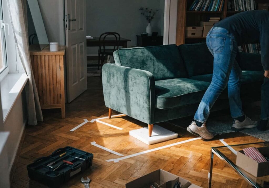 Budget-friendly living room sofa rearrangement without buying new furniture