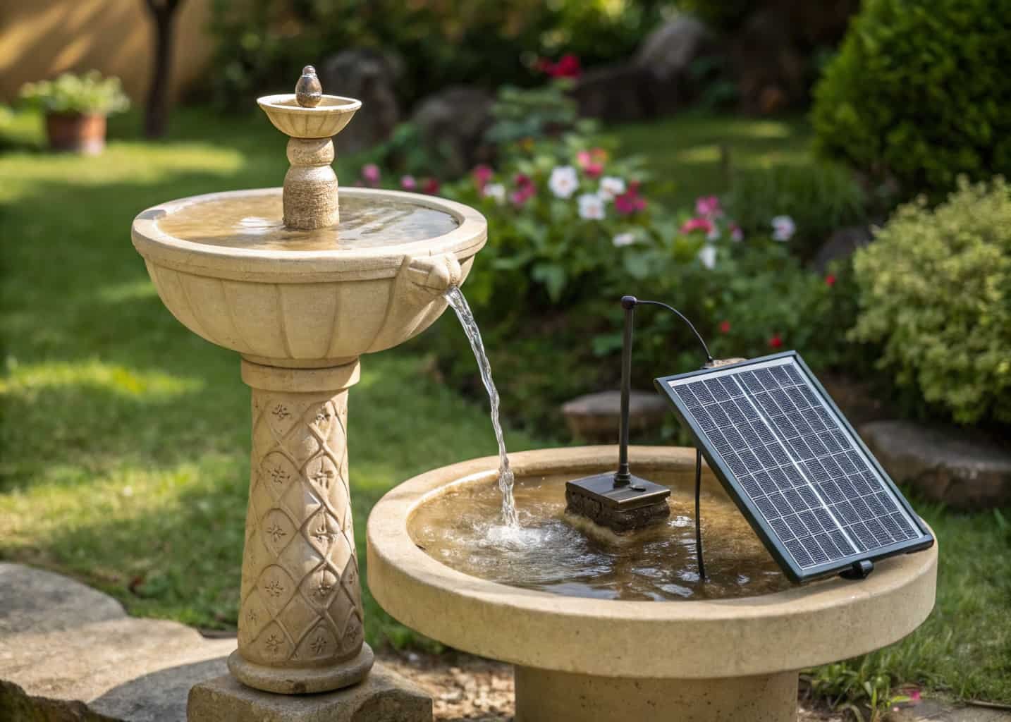 Solar-Powered Outdoor Water Fountain
