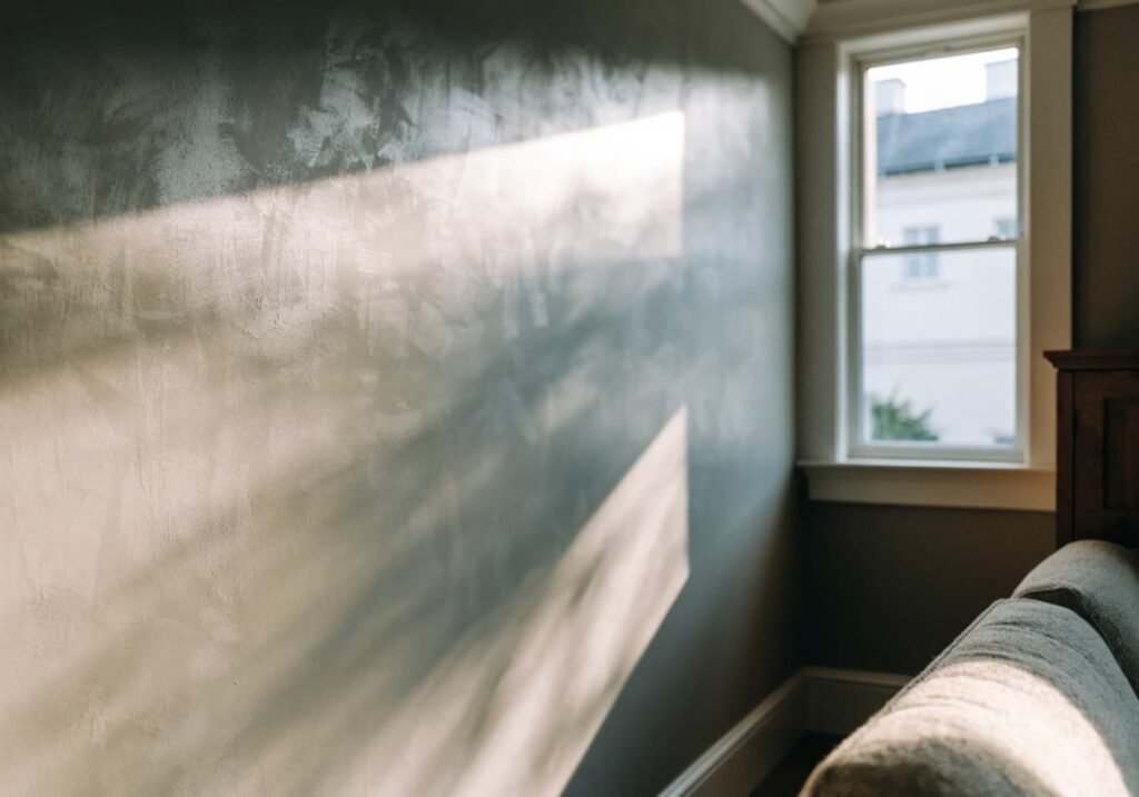 Warm gray paint palette for a boho living room wall