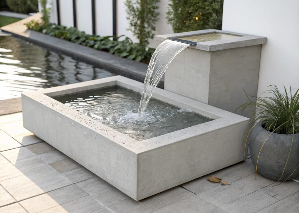 Comparison of store-bought fountain versus handmade DIY garden fountain