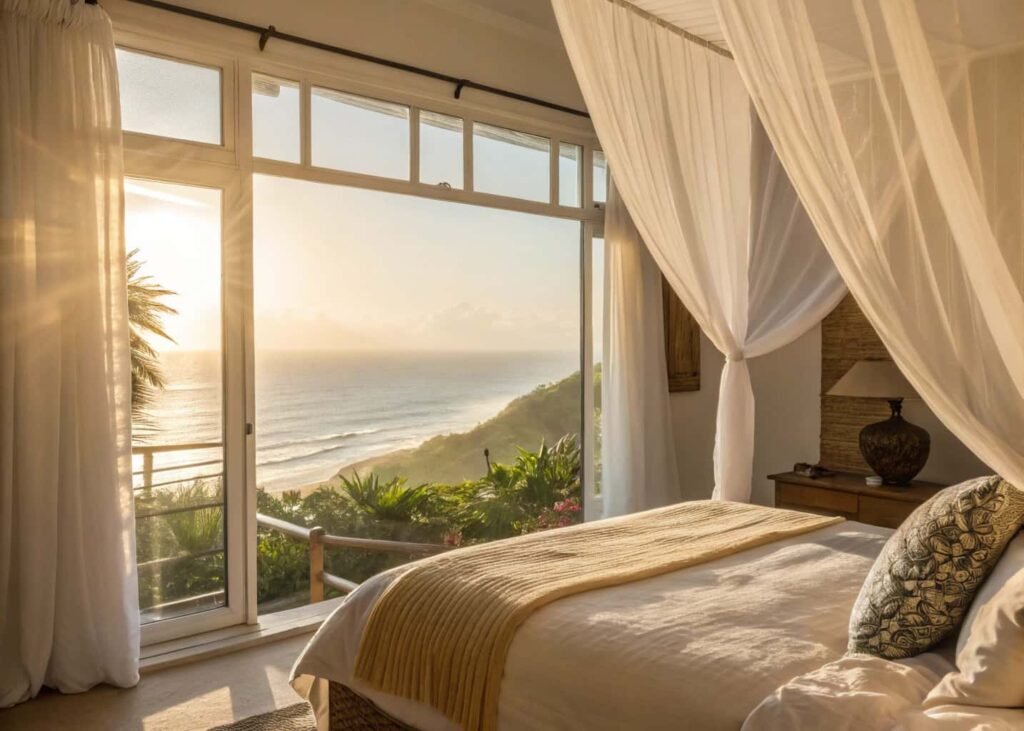 Bedroom with unobstructed window allowing natural morning light